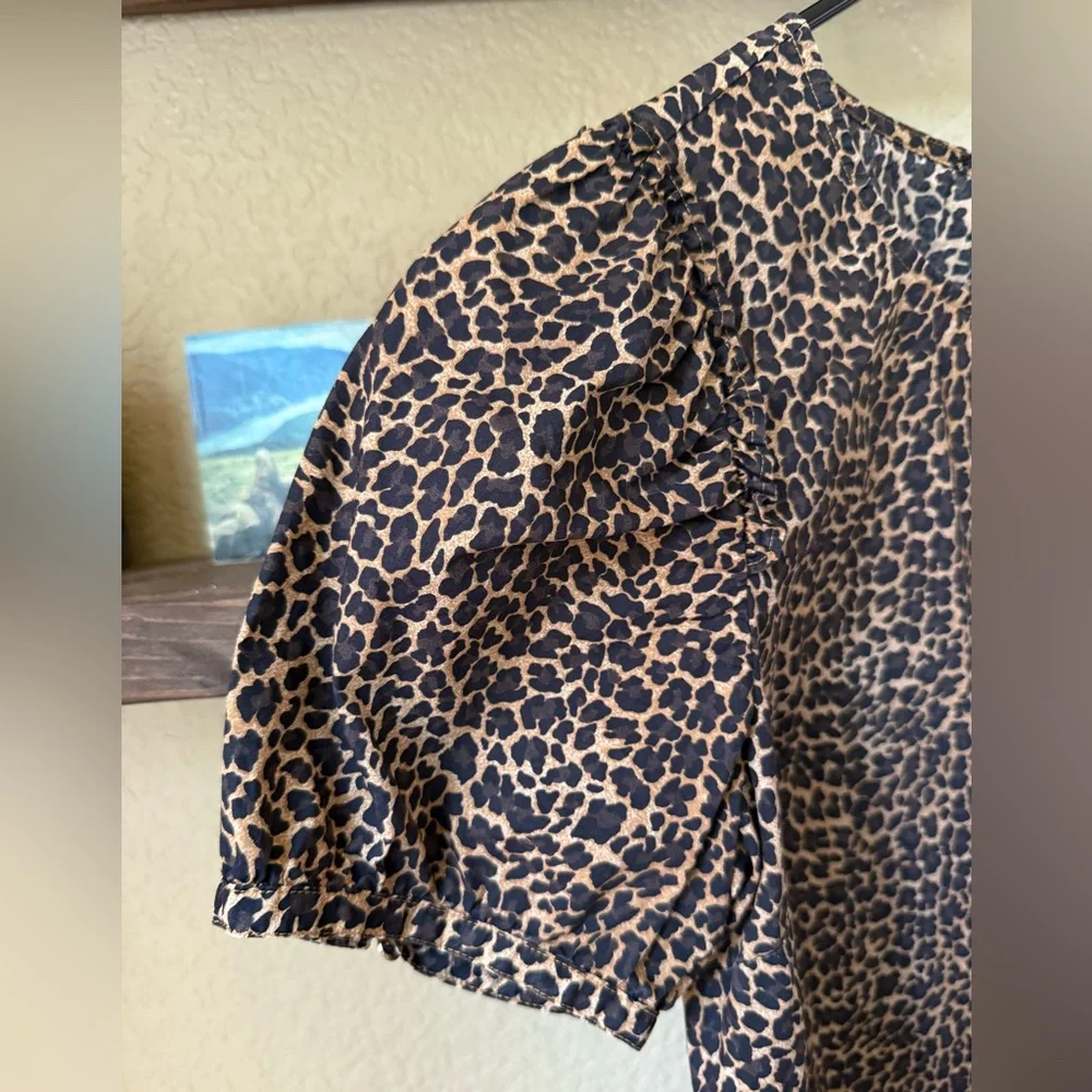 J. Crew Leopard Print Poplin Blouse, S
